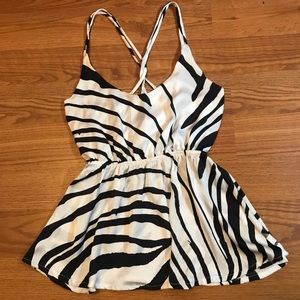 Silky Zebra Twist Back Tank